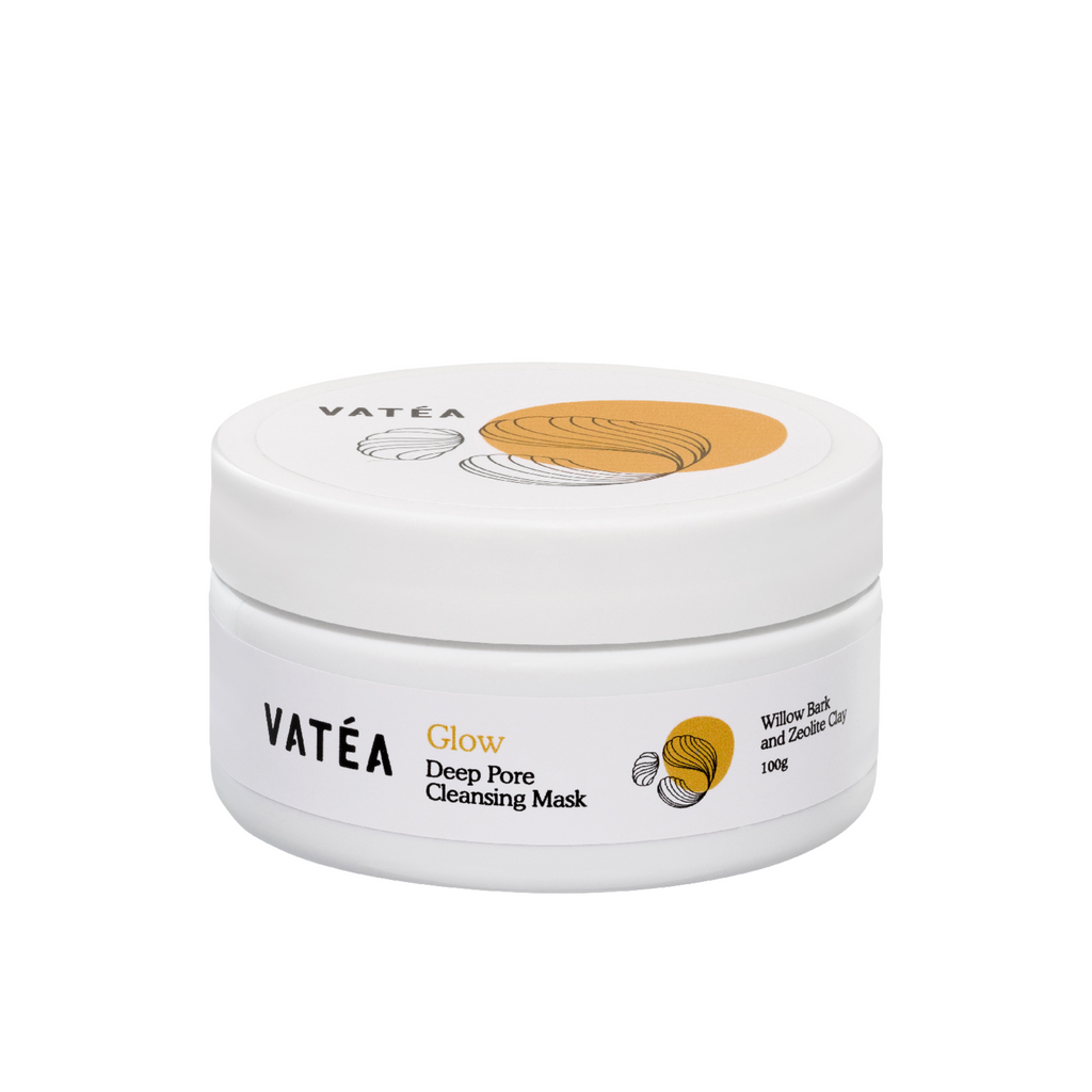 VATEA GLOW Mask enriched with bio actives of WILLOW BARK, ZEOLITE and YELLOW CLAY. Our deep cleansing mask acts on two levels to cleanse and soften the skin. A perfect natural remedy for acne and pimples.